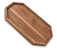 com-four® Bandeja de Madera de Mango - Octogonal 40 x 25 cm | Base decorativa con borde elevado y patas protectoras - fuente para bebidas, aperitivos, postres y pasteles