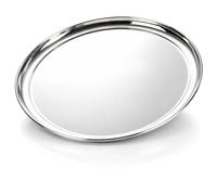 COM-FOUR® Bandeja para Servir de Acero Inoxidable, Bandeja Redonda | bandeja para servir brillante