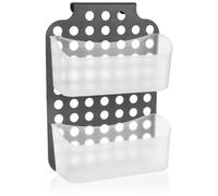 com-four® Cesta de ducha con 2 compartimentos y ganchos para colgar | Estante de ducha regulables en altura