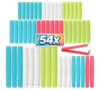 com-four® Clips de bloqueo de plástico 54x - clips de bloqueo en 4 tamaños y 4 colores - clips para bolsas de congelación, clips para bolsas para copos de maíz, nueces