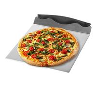 com-four® Deslizador de pizza de acero inoxidable, Bandeja con mango | Pala para pizza de 20,5 x 20,5 cm