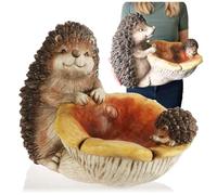 com-four® Erizo Decorativo con Seta, Exhibición Otoñal para Mesa, Estante | Alféizar de la Ventana - Cuenco pequeño para decoración - nueces o como baño para pájaros - Figura Decorativa