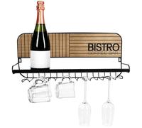 com-four® estantería de pared cocina con ganchos, soporte para tazas | estante madera metal con 8 ganchos para tazas y vasos - estación café