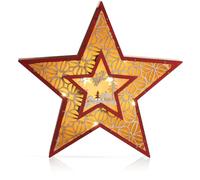 com-four® Estrella LED como iluminación Decorativa, Estrella Luminosa | Estrella navideña de madera - Iluminación LED con función de temporizador