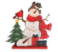 com-four® Expositor Decorativo para Navidad, Muñeco de Nieve de Madera | Adorno navideño para decorar y regalar
