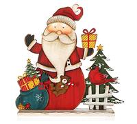 com-four® Expositor Decorativo para Navidad, Papá Noel de Madera | Adorno navideño para decorar y regalar