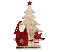 com-four® Expositor Decorativo para Navidad, Papá Noel de Madera lacada | Adorno navideño Premium para montar