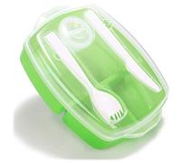 COM-FOUR® Fiambrera de 4 piezas con cubiertos y caja de salsa, almuerzo para trabajo, escuela, universidad y viajes, caja de almuerzo (4 piezas - caja con cubiertos - verde)