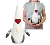 com-four® Gnomo de Navidad Tope de Puerta 40 cm, 1,4 kg, Diseño Corazón | Figura con gorro de tela, barba y corazón para puerta, estante, alféizar, oficina y escaparate
