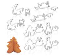 com-four®: Juego de 16 cortadores de galletas de acero inoxidable. Cortadores de galletas en 3D con motivos navideños. Ideal para hacer galletas de Navidad
