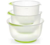 com-four® Juego de 3 Cuencos Antideslizantes, Bol para Mezclar 1,5 L, 2 L | 2,5 L con Escala - Base Estable y Vertedor - Apto Lavavajillas [Selección Variable]