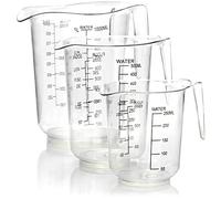 com-four® juego de 3 vasos medidores, jarras antideslizantes en 3 tamaños | ayuda de dosificación con escala en mililitros y gramos - recipiente graduado