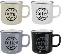 com-four®: Juego de 4 tazas de café con diseño vintage - 380 ml. Tazas de cerámica con asa, con aspecto de esmalte, ideales para el hogar, la oficina, el jardín o el camping
