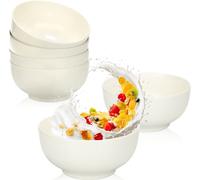 com-four®: Juego de 6 cuencos para cereales de porcelana, con capacidad de hasta 600 ml. Cuencos blancos para postres, apilables. Diseño: Basic Schalen White. Cuencos para servir postres, aperitivos o
