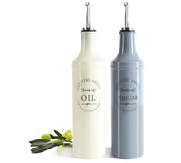 com-four® Juego de Botellas de 2 Piezas para Aceite y vinagre - Botellas de Vidrio de Colores con Pico, Tapa y Tubo de ventilación de Acero Inoxidable (2 partes - botellas)