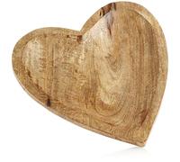 com-four® plato decorativo de madera de mango, cuenco de madera en forma | bandeja de madera en forma de corazón - decoración de la habitación