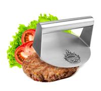 COM-FOUR® Prensa para hamburguesas de acero inoxidable 430 | Aplastador de hamburguesas de 14 cm - Prensa para hamburguesas apta para lavavajillas para hamburguesas uniformes