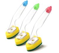 com-four® Set de 3 cepillos con depósito de detergente, Cepillo de Cocina | ollas y sartenes - tanque de 120 ml [selección variable]