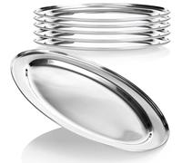 com-four® Set de 6 bandejas de Acero Inoxidable, diseño Ovalado | platos decorativos para bodas cumpleaños y celebraciones