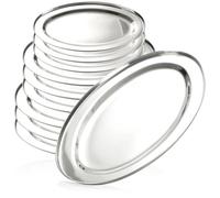 com-four® set de 9 bandejas ovaladas de acero inoxidable, tres tamaños | elementos decorativos para presentación - soportes para velas
