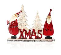 com-four® Soporte Decorativo para Navidad, Papá Noel de Madera lacada | Decoración navideña de primera calidad para poner en la mesa