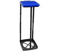 com-four® Soporte para bolsas de basura con tapa, 3 alturas diferentes | Soporte bolsas de basura en azul - Basurero plegable de 120 litros