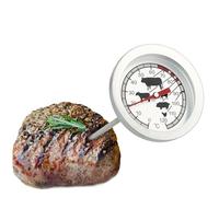 com-four® Termómetro para Asados de Acero Inoxidable, Termómetro Analógico | Termómetro de Parrilla - Aguja de Carne - 10 cm
