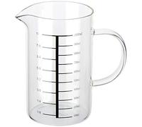 COM-FOUR® vaso medidor de vidrio resistente a la temperatura | recipiente dosificador con asa - jarra de vidrio de 1000 ml con balanza - ayudante de cocina
