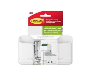 Comando debajo del fregadero con recipiente para esponja, 1-caddy, 4-Medium tiras + 1 Scotch-Brite esponja incluido (17609-hwes)