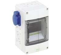 Combinación de enchufes CEE: 2 enchufes STKD, 16A, 230V, IP44, dimensiones 125x200x122 mm