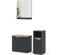Combinación de muebles de baño Vicco Marelle Antracita/Roble artesanal 3 piezas, Model 47692