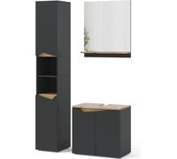 Combinación de muebles de baño Vicco Marelle Antracita/Roble artesanal 3 piezas, Model 47693