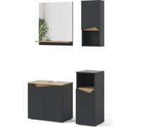 Combinación de muebles de baño Vicco Marelle Antracita/Roble artesanal 4 piezas, Model 47694