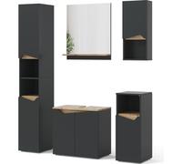 Combinación de muebles de baño Vicco Marelle Antracita/Roble artesanal 5 piezas, Model 47695