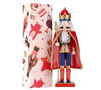 COMBIUBIU MuñEco Cascanueces Navidad,Cascanueces Navidad 38 Cm,DiseñO Tradicional De Soldados De Navidad, DecoracióN De Madera De Pino para El Hogar,DecoracióN NavideñA-Rojo