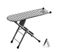 Combo de tabla de planchar y escalera convertible, diseño plegable con marco de metal, patas estables y soporte de hierro para el hogar y dormitorio, extra ancho