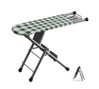 Combo de tabla de planchar y escalera convertible, diseño plegable con marco de metal, patas estables y soporte de hierro para el hogar y dormitorio, extra ancho