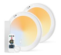 Combuh 2 Unidades Luz sin Electricidad Lampara Garaje LED Techo Bateria sin Cable Plafon a Pilas, Autonomía 85 Días 6000mAh Plafón Recargable con Mando Interior para Baño Trastero Pasillos Redondo