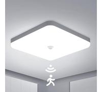 Combuh 25 cm Plafon Led con Sensor de Movimiento Interior, 30W 220V Lampara Techo Cuadrado, Blanco Frío 6500K Luz Detector Movimiento, IP56 Impermeable para Garaje Hall Pasillo