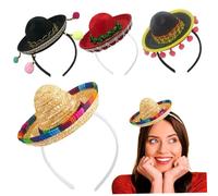 Comebachome Mini Sombrero Sombreros, 4PCS Sombrero Mexicano con Diadema Elástica, Diadema de Mexicano para Accesorios de Fotos de Fiesta Temática, Sombreros
