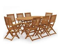 Comedor De Jardín Plegable 9 Piezas De Madera Maciza De Acacia Vidaxl