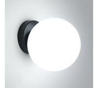 Comely Aplique de Pared Bola de Cristal Negra E27 - Lámpara Industrial-Moderna para Interior (Dormitorio, Pasillo, Sala de Estar) (Bombilla no incluida)