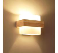 Comely Aplique de Pared de Madera Vintage, Elegante Lámpara de Pared E27 con Pantalla de Cristal, Luz de Pared Iluminación Interior para Sala de Estar, Dormitorio, Pasillo, Escalera
