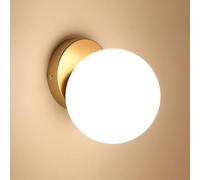 Comely Aplique de Pared Dorado E27 - Lámpara Elegante de Pared 15cm para Dormitorio, Pasillo o Salón (Bombilla no incluida)