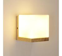 Comely Aplique de Pared Interior de Madera, Vintage Lámpara de Pared E27 con Pantalla de Vidrio, Simple Luz de Pared para Sala de Estar, Dormitorio, Escalera, Pasillo (Bombillas no Incluidas)