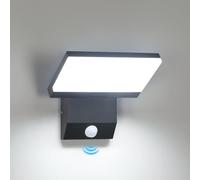 Comely Aplique Pared Exterior con Sensor de Movimiento, 24W Lampara Exterior Pared LED, IP65 Impermeable Aplique Negro para Patio, Jardín, Terraza, 6500K
