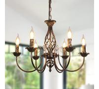 Comely Lampara Araña Rusticas, Ajustable Negro Candelabro 6 Luces E14 Negro