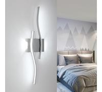 Comely Lámpara de Pared Interior LED, Apliques de Pared 20W 2250LM, Aplique de Interior Moderna de Aluminio para Salón Dormitorio Pasillo Escalera, Luz blanca fría 6500K (Cromo)