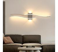 Comely Lampara de Pared Interior LED, Largo Apliques de Pared 27W 3000LM, Plateado Luz Pared Interior para Sala de Estar Dormitorio Escaleras Pasillo, Blanco Cálido 3000K