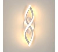 Comely Lámpara de Pared LED, 16W 1800LM Aplique de Interior Moderna, Diseño de Curvas Iluminación de Pared para Lámpara de Salón, Dormitorio, Escalera, Luz Cálida 3000K, Blanco